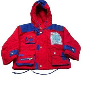 London Fog Jacket Toddler 18 Months Red Hooded Fog Patrol Zipper Snaps